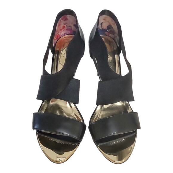 TED BAKER Black Skinny Stiletto Heels US Size 8.5 Elasticized Straps EU Size 39 - Picture 7 of 14